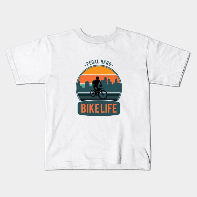 Bike Life Cyclist Pedal Hard Kids T-Shirt by EdSan Designs